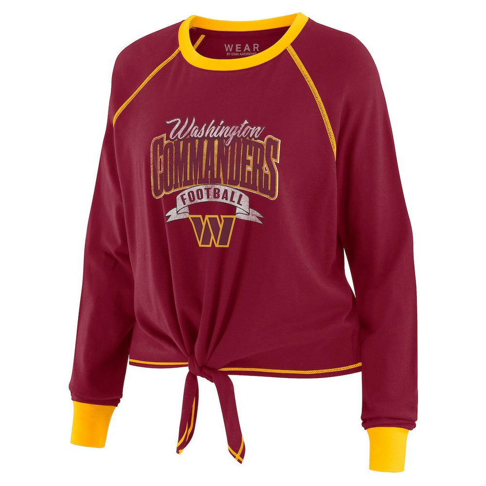 Washington Commanders  WEAR by Erin Andrews Women's Tie-Front Long Sleeve Top