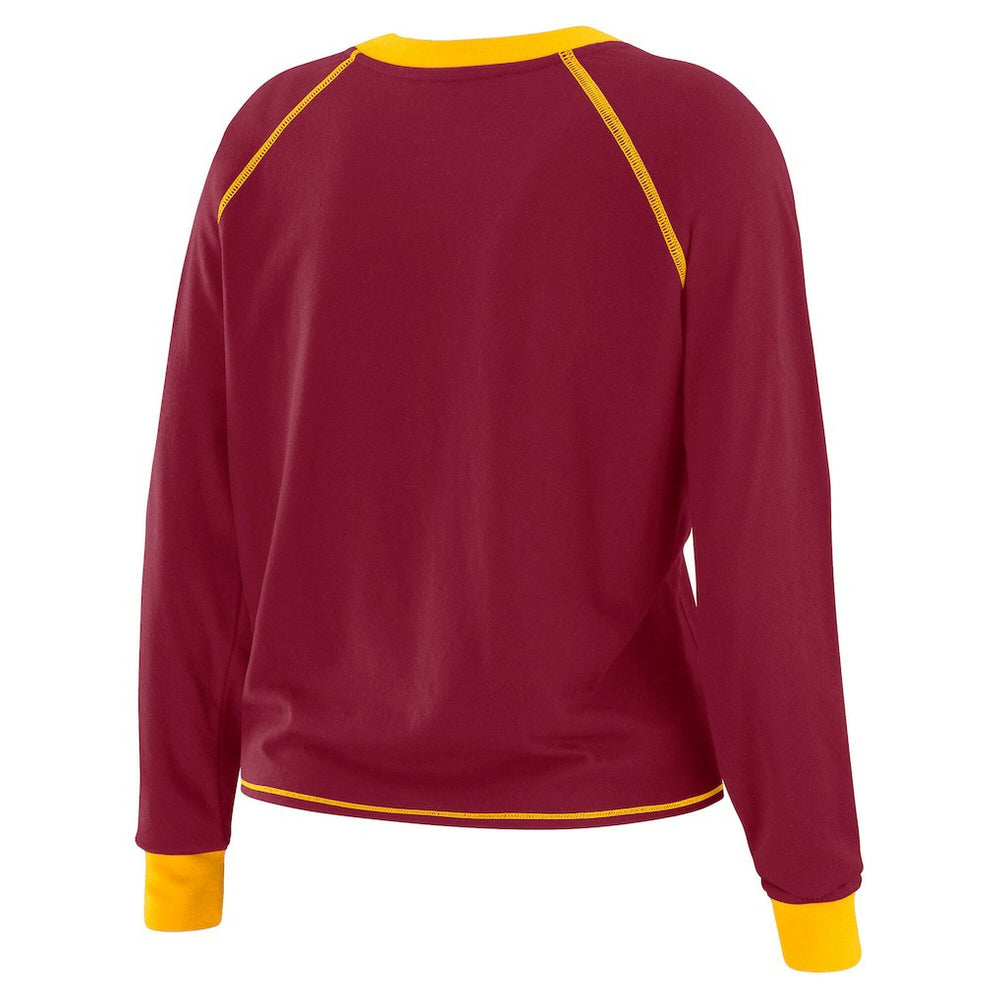 Washington Commanders  WEAR by Erin Andrews Women's Tie-Front Long Sleeve Top