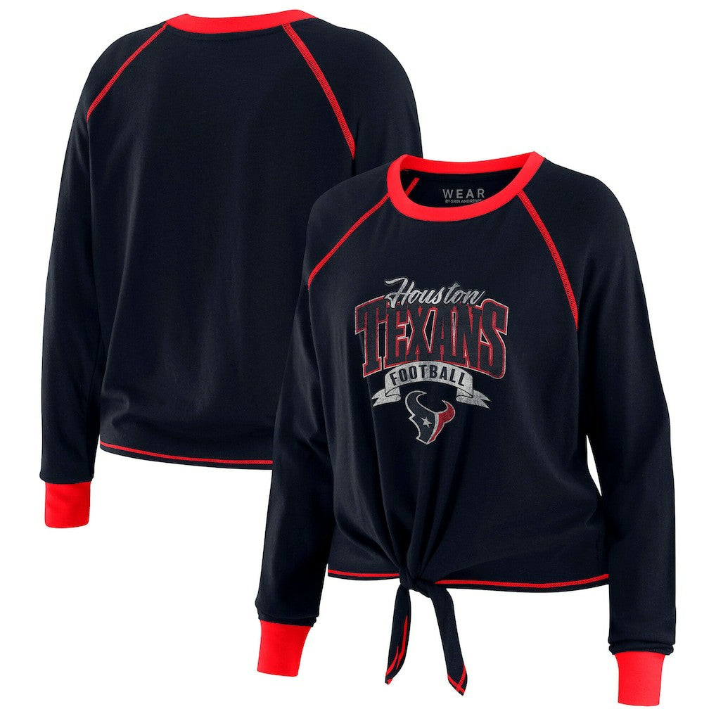 Houston Texans  WEAR by Erin Andrews Women's Tie-Front Long Sleeve Top