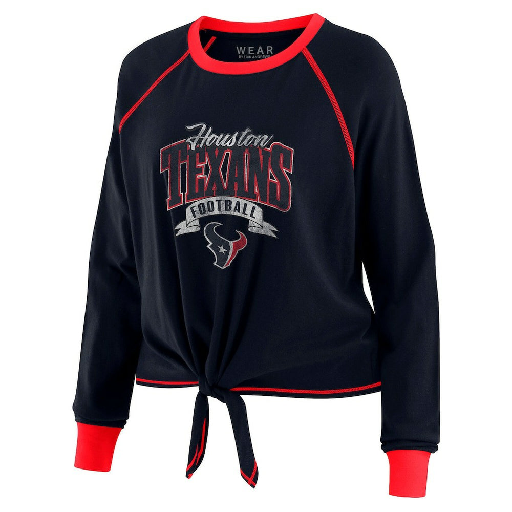 Houston Texans  WEAR by Erin Andrews Women's Tie-Front Long Sleeve Top