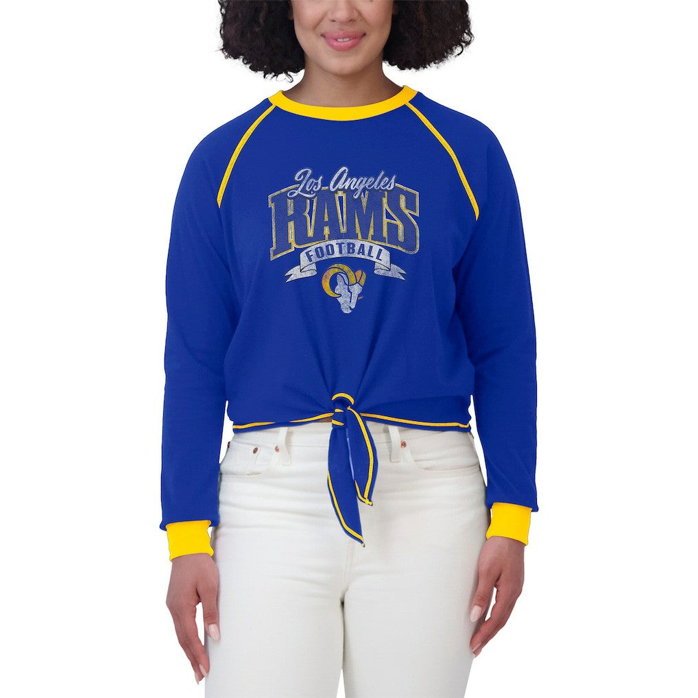 Los Angeles Rams  WEAR by Erin Andrews Women's Tie-Front Long Sleeve Top