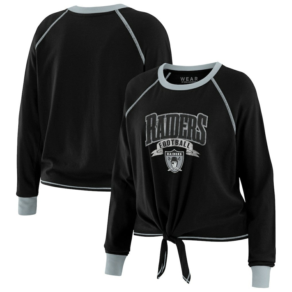 Las Vegas Raiders  WEAR by Erin Andrews Women's Tie-Front Long Sleeve Top