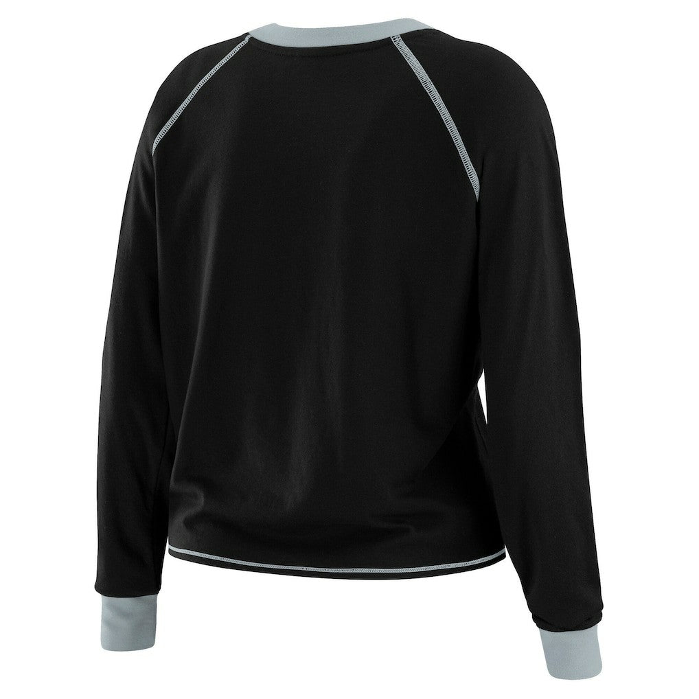 Las Vegas Raiders  WEAR by Erin Andrews Women's Tie-Front Long Sleeve Top