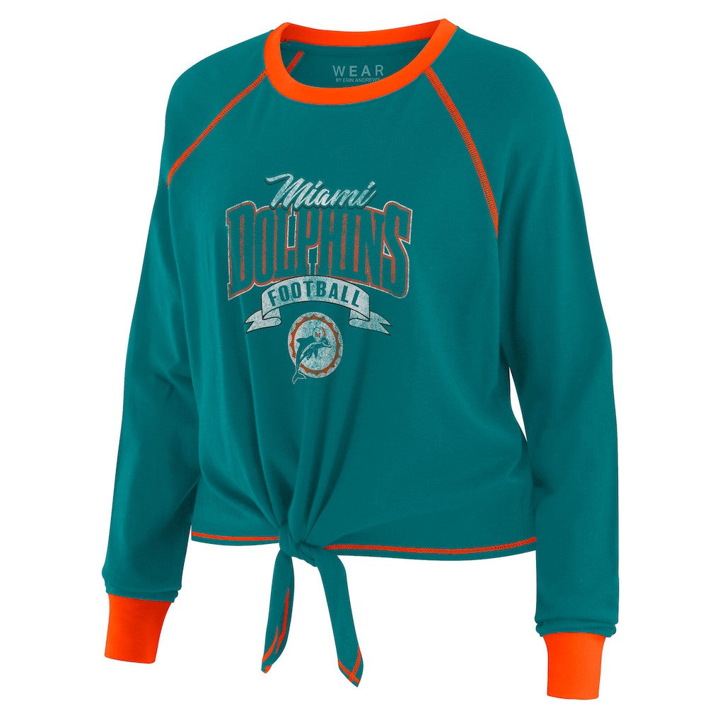 Miami Dolphins  WEAR by Erin Andrews Women's Tie-Front Long Sleeve Top