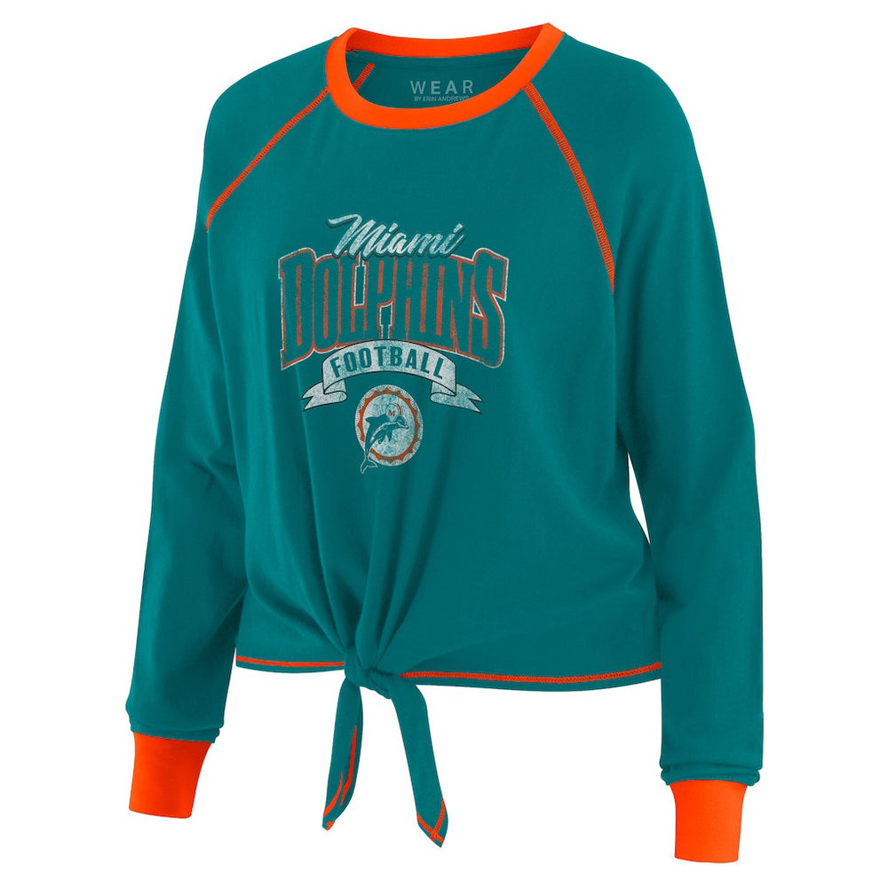 Miami Dolphins  WEAR by Erin Andrews Women's Tie-Front Long Sleeve Top