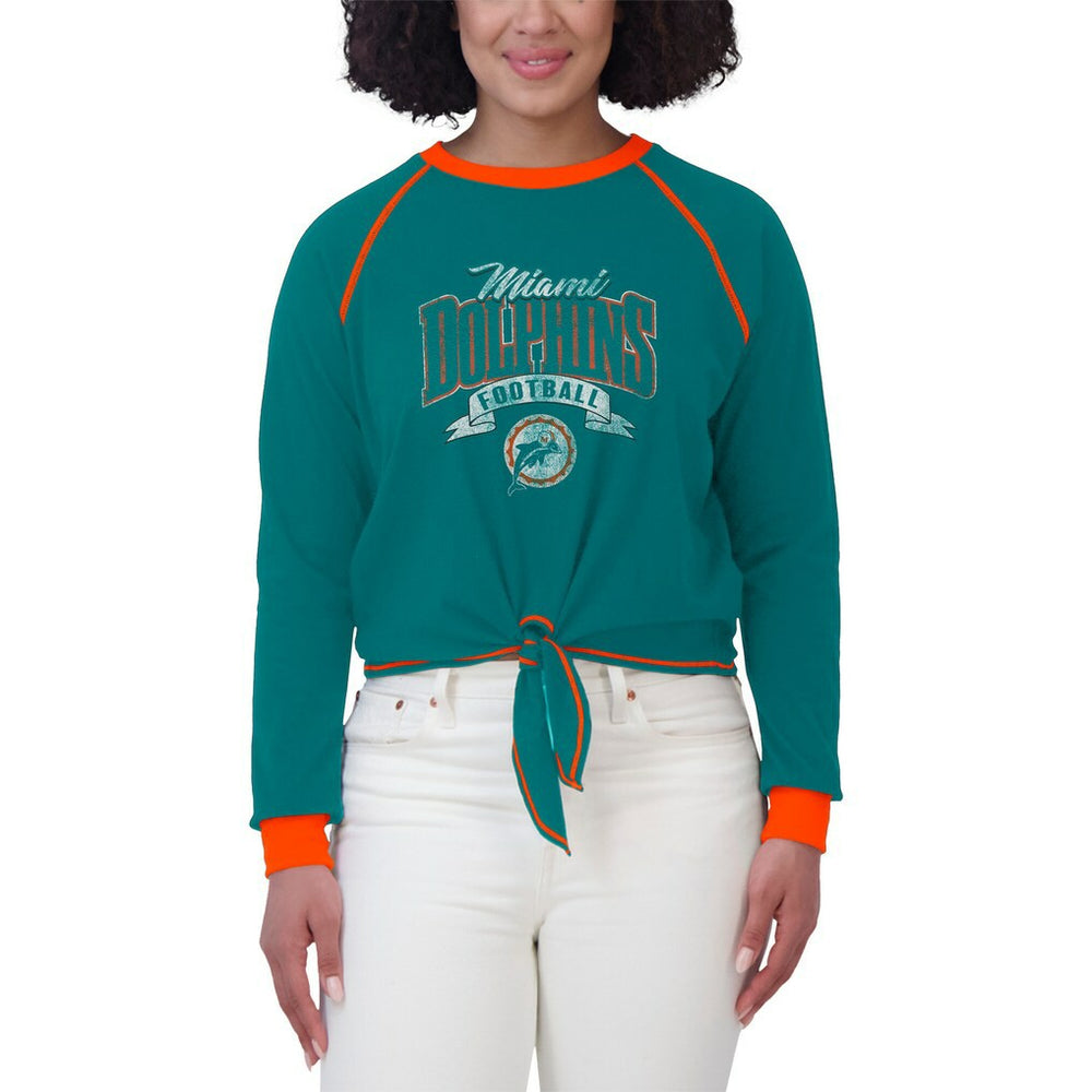 Miami Dolphins  WEAR by Erin Andrews Women's Tie-Front Long Sleeve Top