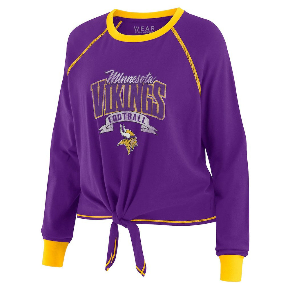 Minnesota Vikings  WEAR by Erin Andrews Women's Tie-Front Long Sleeve Top