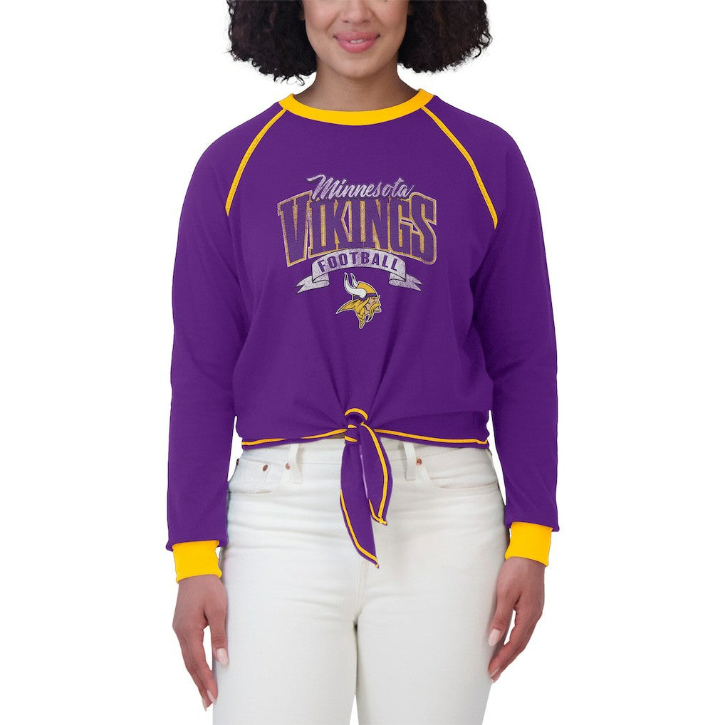 Minnesota Vikings  WEAR by Erin Andrews Women's Tie-Front Long Sleeve Top