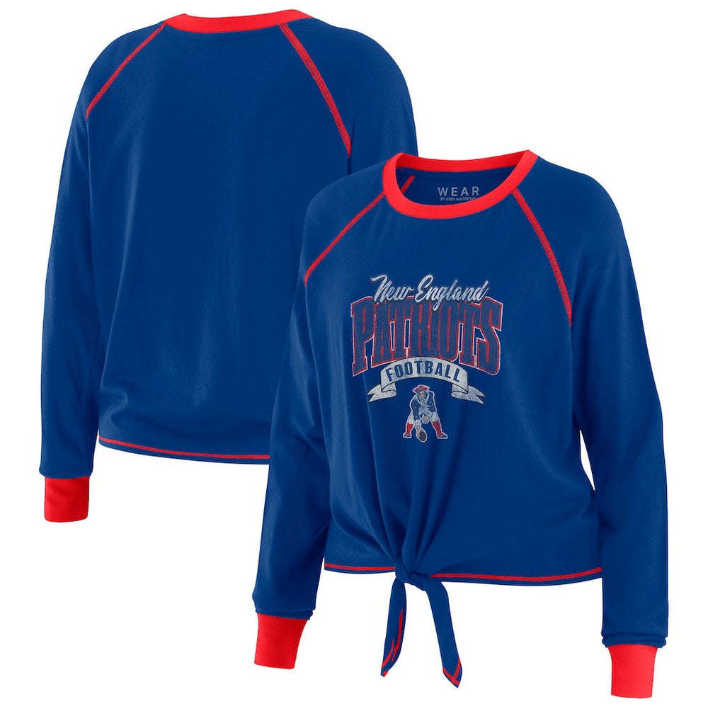 New England Patriots  WEAR by Erin Andrews Women's Tie-Front Long Sleeve Top