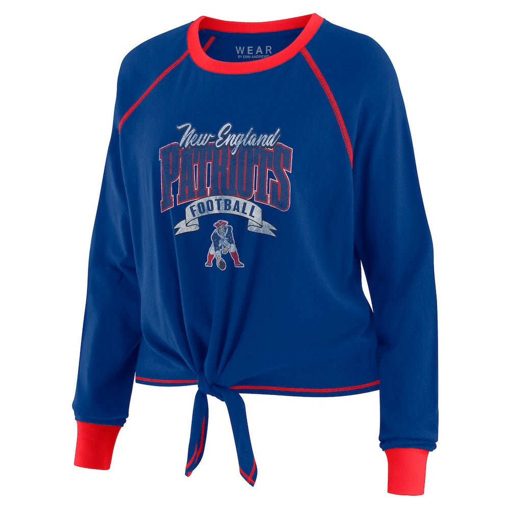 New England Patriots  WEAR by Erin Andrews Women's Tie-Front Long Sleeve Top