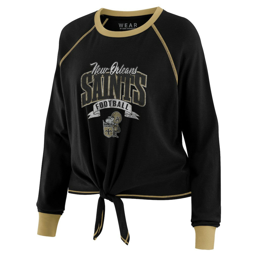 New Orleans Saints  WEAR by Erin Andrews Women's Tie-Front Long Sleeve Top