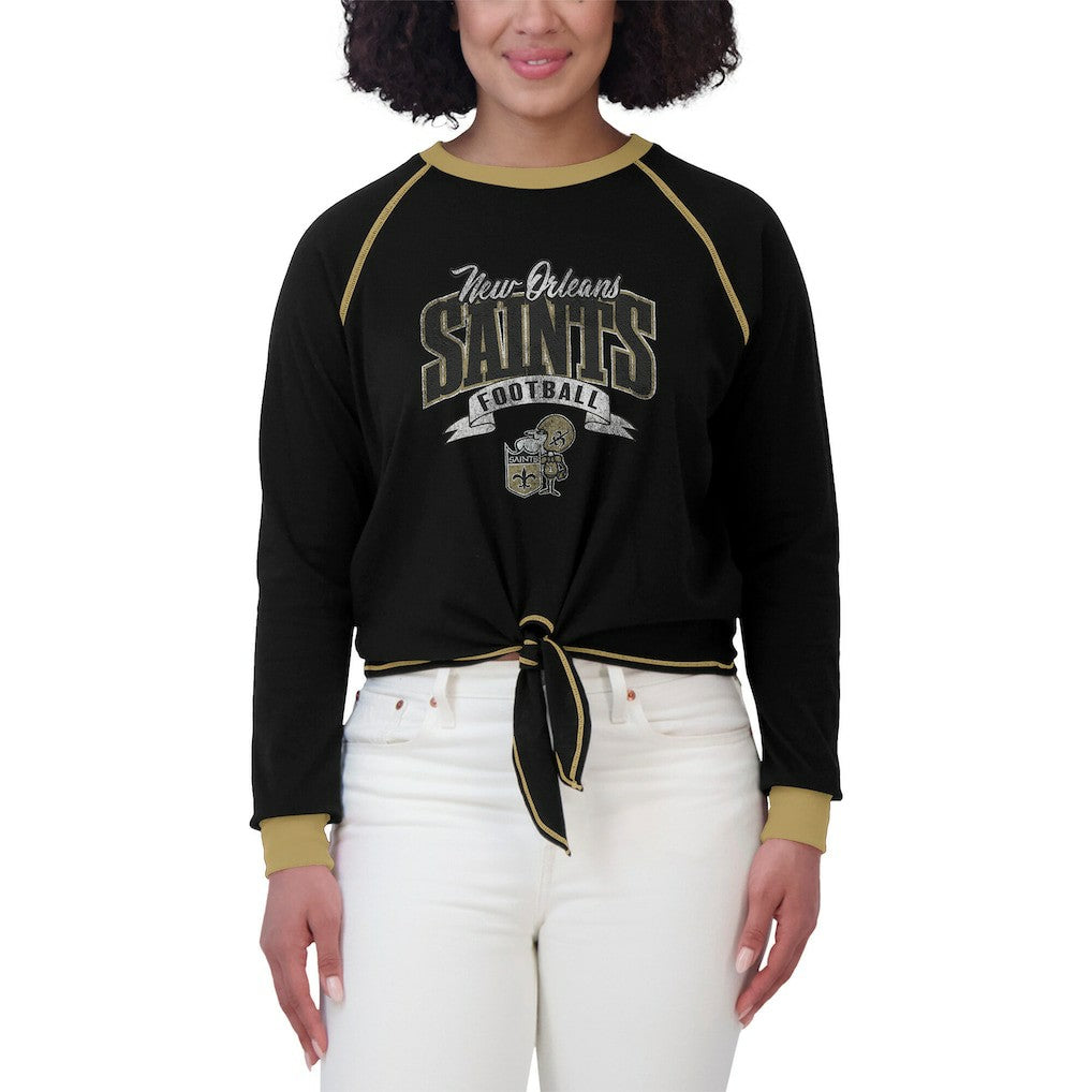 New Orleans Saints  WEAR by Erin Andrews Women's Tie-Front Long Sleeve Top