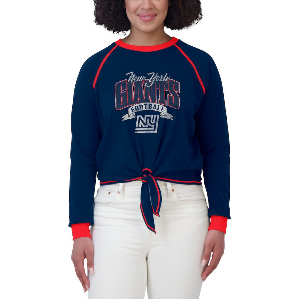 New York Giants  WEAR by Erin Andrews Women's Tie-Front Long Sleeve Top