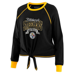 Pittsburgh Steelers  WEAR by Erin Andrews Women's Tie-Front Long Sleeve Top