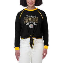 Pittsburgh Steelers  WEAR by Erin Andrews Women's Tie-Front Long Sleeve Top