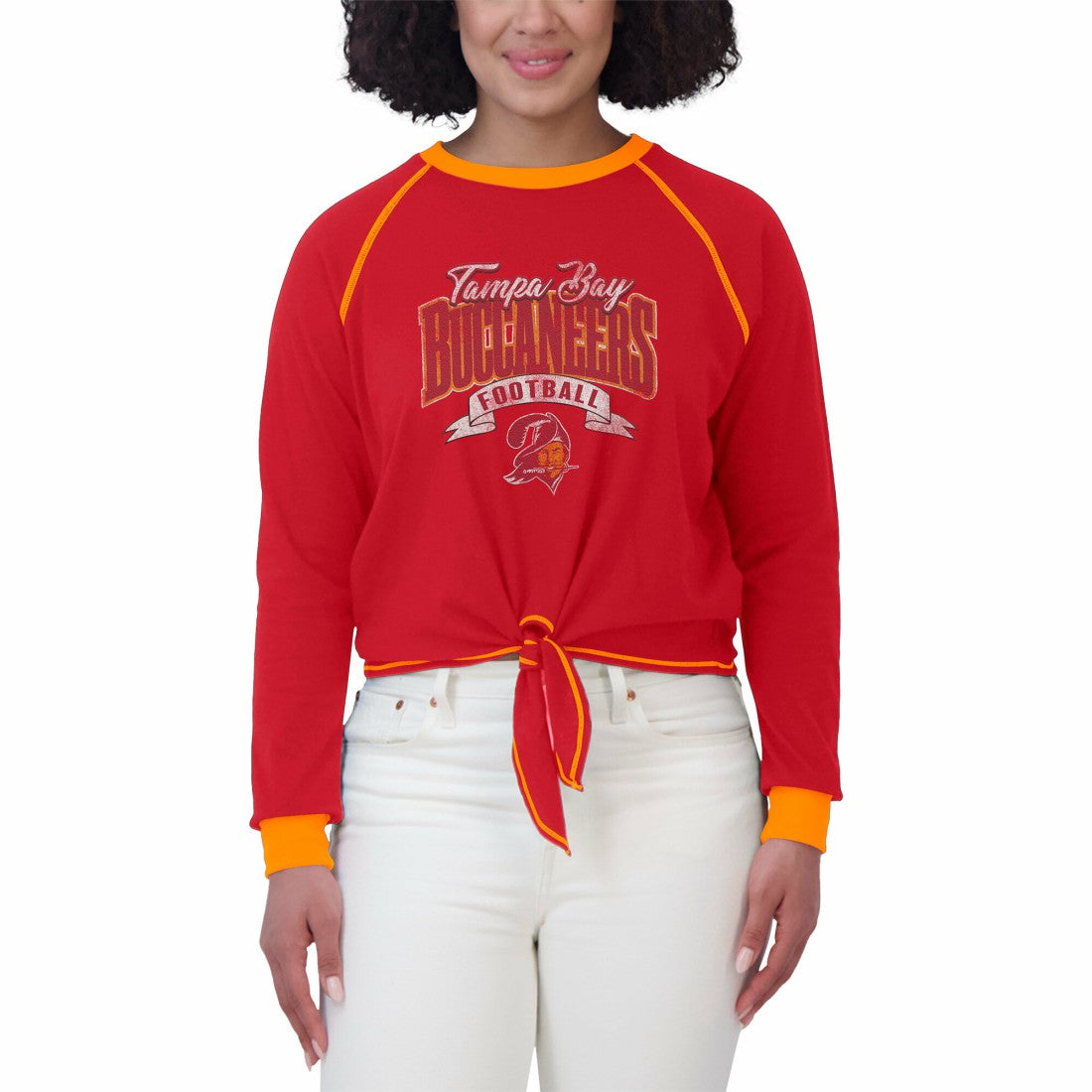 Tampa Bay Buccaneers  WEAR by Erin Andrews Women's Tie-Front Long Sleeve Top