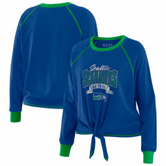 Seattle Seahawks  WEAR by Erin Andrews Women's Tie-Front Long Sleeve Top