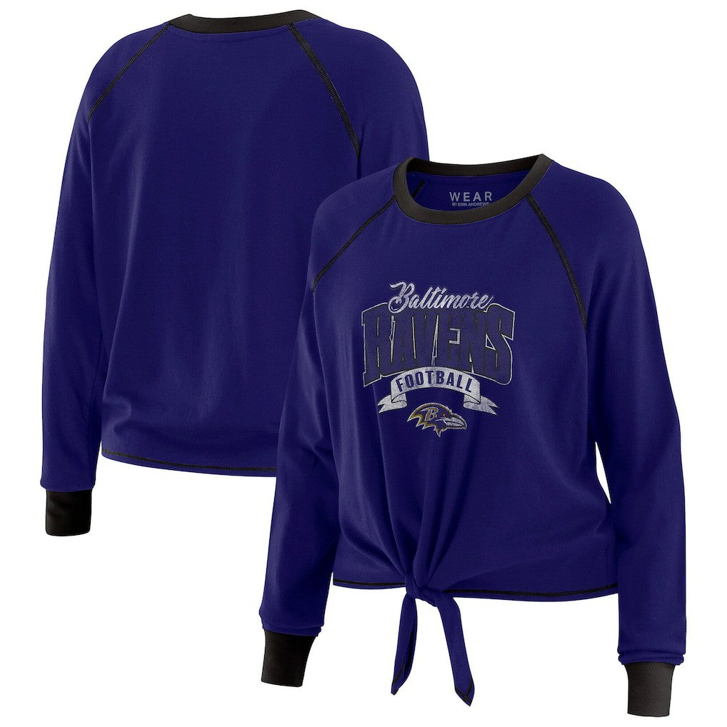 Baltimore Ravens  WEAR by Erin Andrews Women's Tie-Front Long Sleeve Top