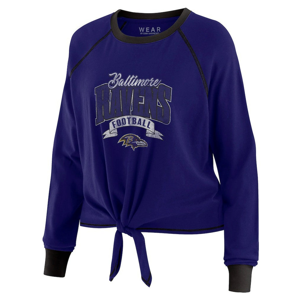 Baltimore Ravens  WEAR by Erin Andrews Women's Tie-Front Long Sleeve Top