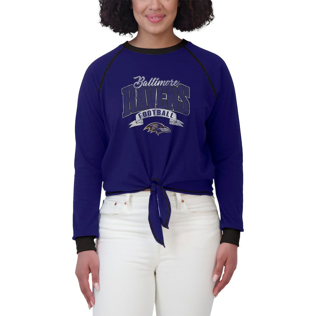Baltimore Ravens  WEAR by Erin Andrews Women's Tie-Front Long Sleeve Top