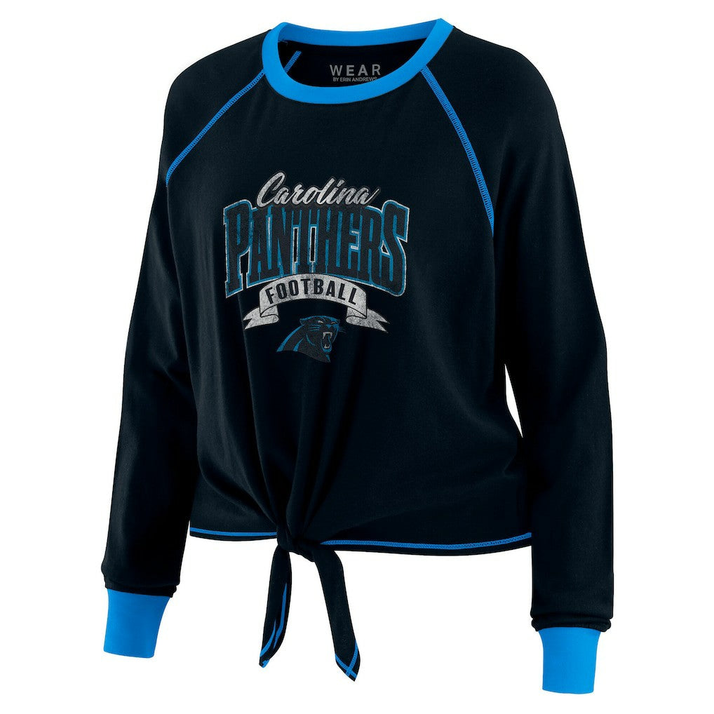 Carolina Panthers  WEAR by Erin Andrews Women's Tie-Front Long Sleeve Top