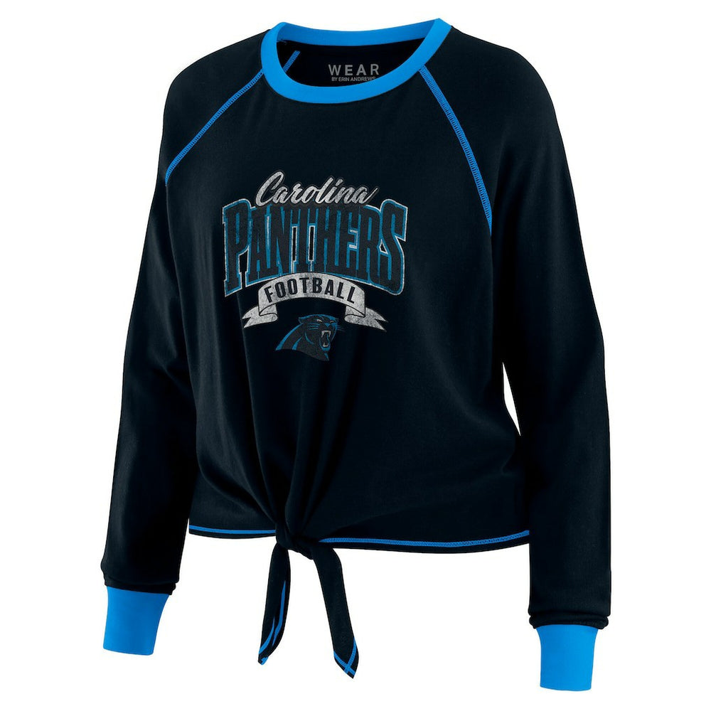 Carolina Panthers  WEAR by Erin Andrews Women's Tie-Front Long Sleeve Top
