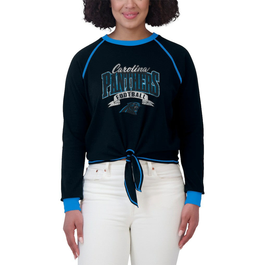 Carolina Panthers  WEAR by Erin Andrews Women's Tie-Front Long Sleeve Top