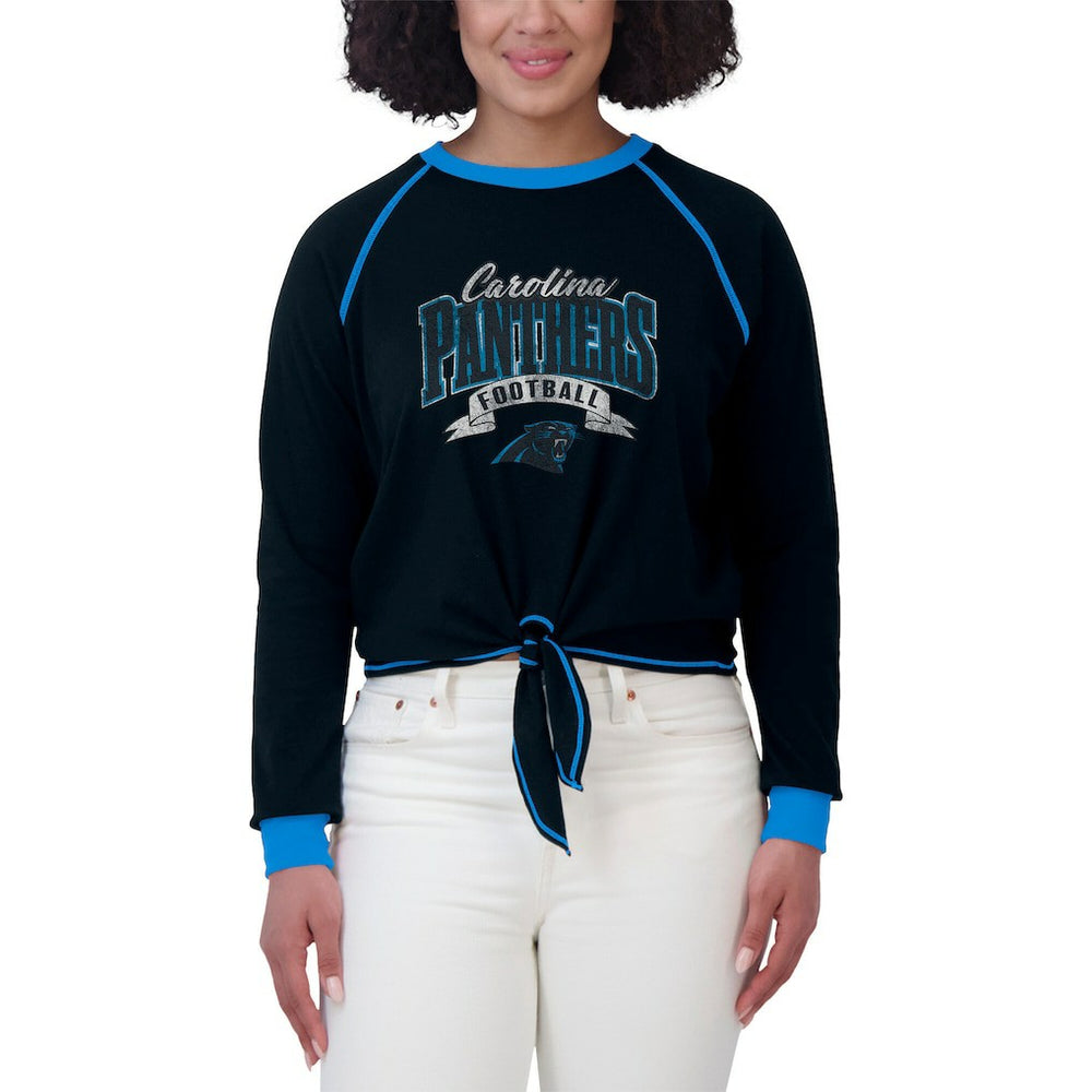 Carolina Panthers  WEAR by Erin Andrews Women's Tie-Front Long Sleeve Top