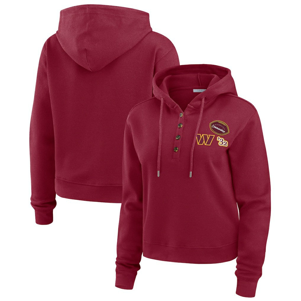 Washington Commanders  WEAR by Erin Andrews Women's Waffle Hoodie Pullover Top