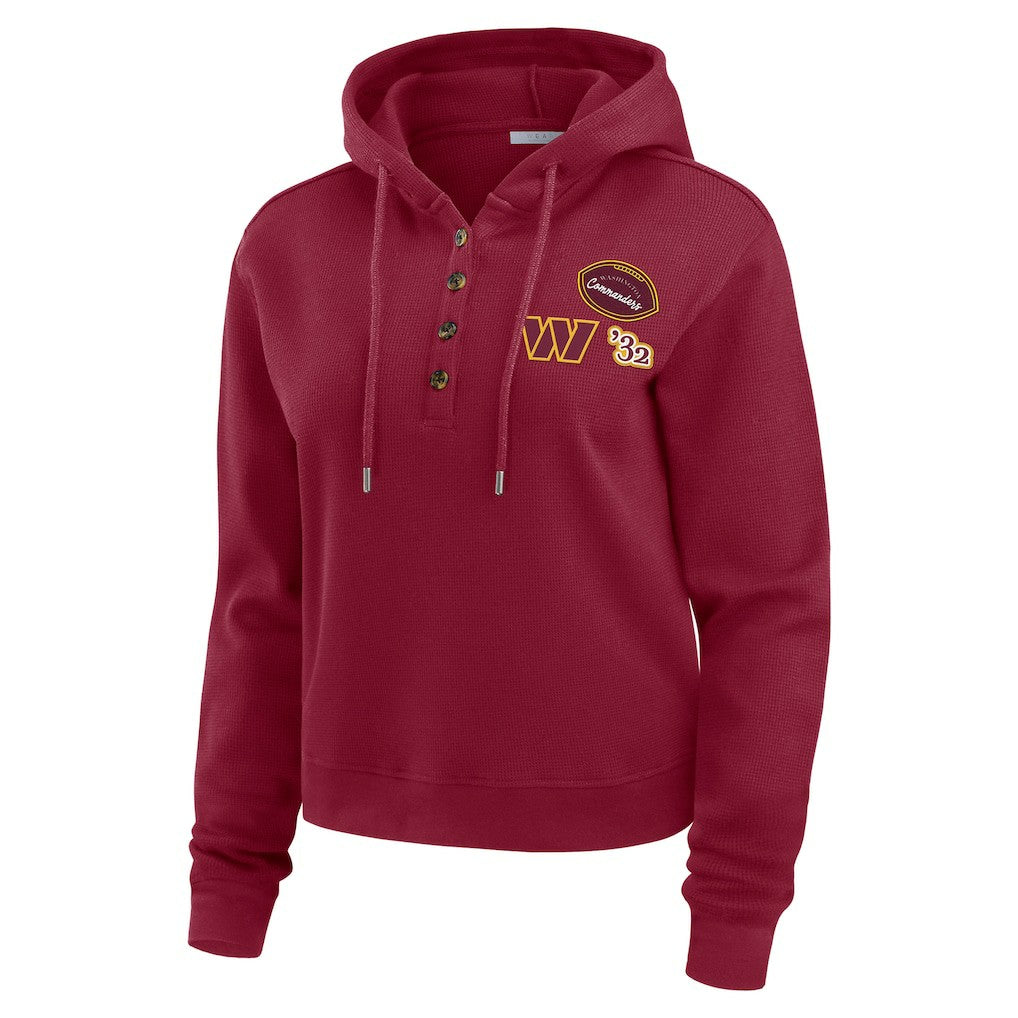 Washington Commanders  WEAR by Erin Andrews Women's Waffle Hoodie Pullover Top