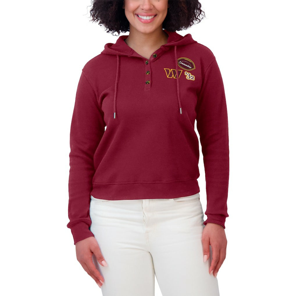 Washington Commanders  WEAR by Erin Andrews Women's Waffle Hoodie Pullover Top
