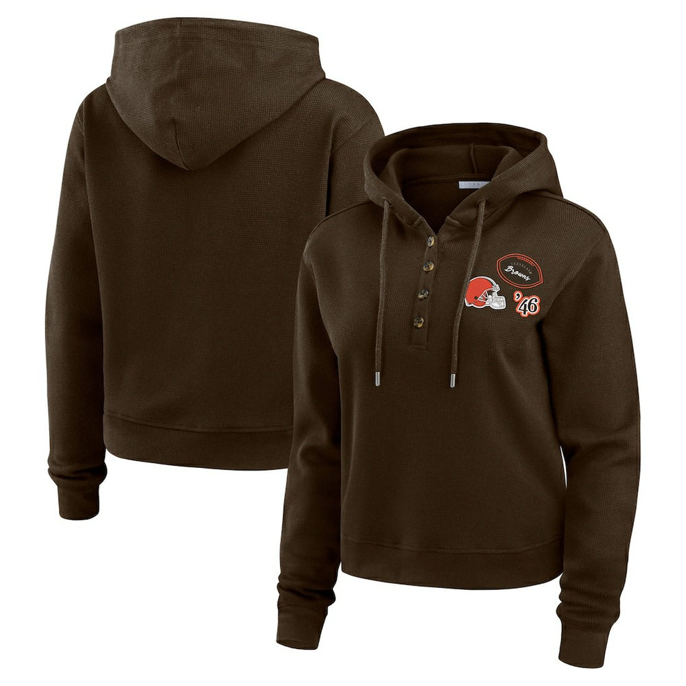 Cleveland Browns  WEAR by Erin Andrews Women's Waffle Hoodie Pullover Top