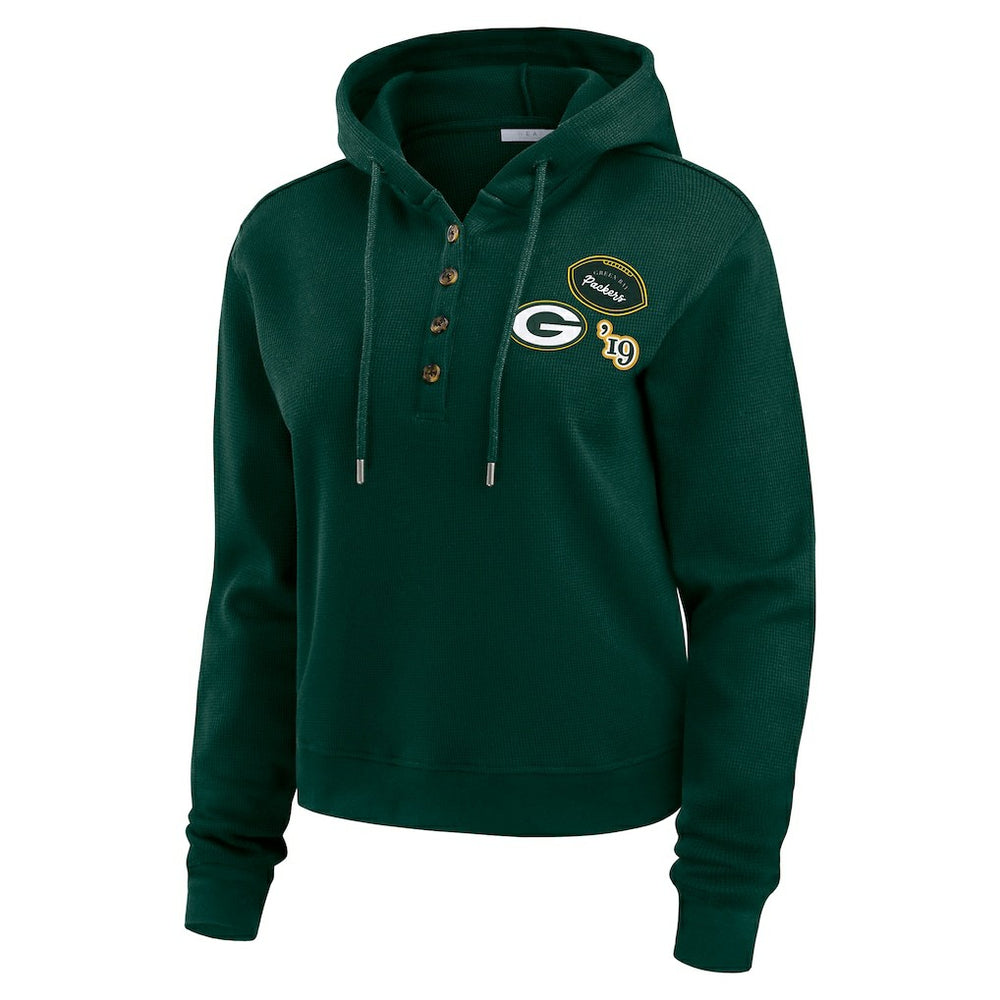 Green Bay Packers  WEAR by Erin Andrews Women's Waffle Hoodie Pullover Top