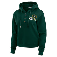Green Bay Packers  WEAR by Erin Andrews Women's Waffle Hoodie Pullover Top