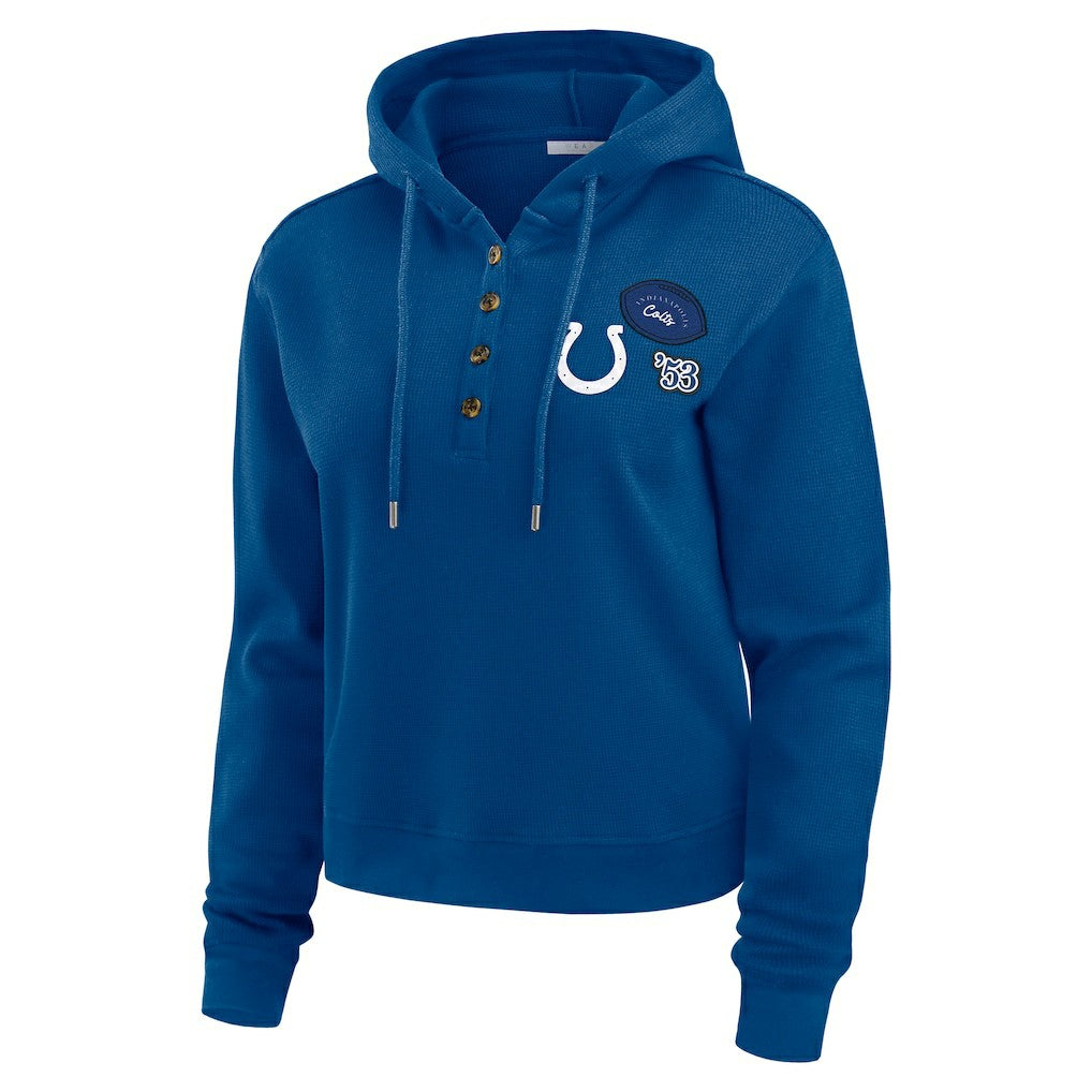 Indianapolis Colts  WEAR by Erin Andrews Women's Waffle Hoodie Pullover Top