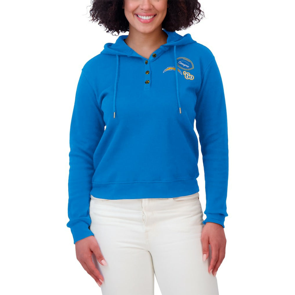Los Angeles Chargers  WEAR by Erin Andrews Women's Waffle Hoodie Pullover Top