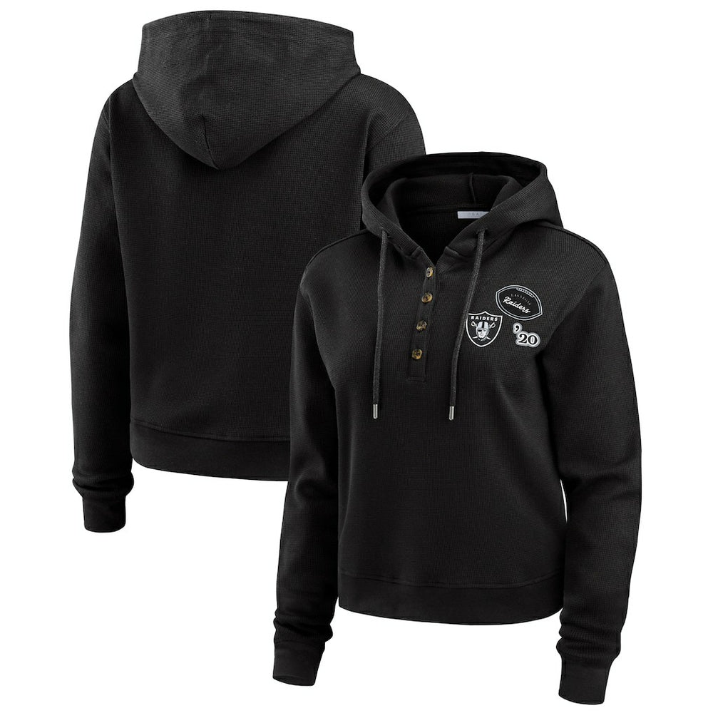 Las Vegas Raiders  WEAR by Erin Andrews Women's Waffle Hoodie Pullover Top