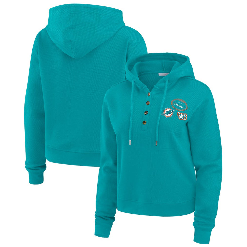 Miami Dolphins  WEAR by Erin Andrews Women's Waffle Hoodie Pullover Top