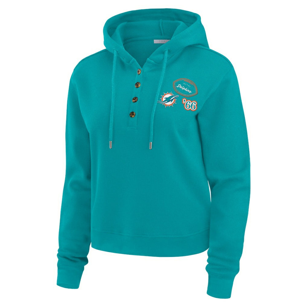 Miami Dolphins  WEAR by Erin Andrews Women's Waffle Hoodie Pullover Top