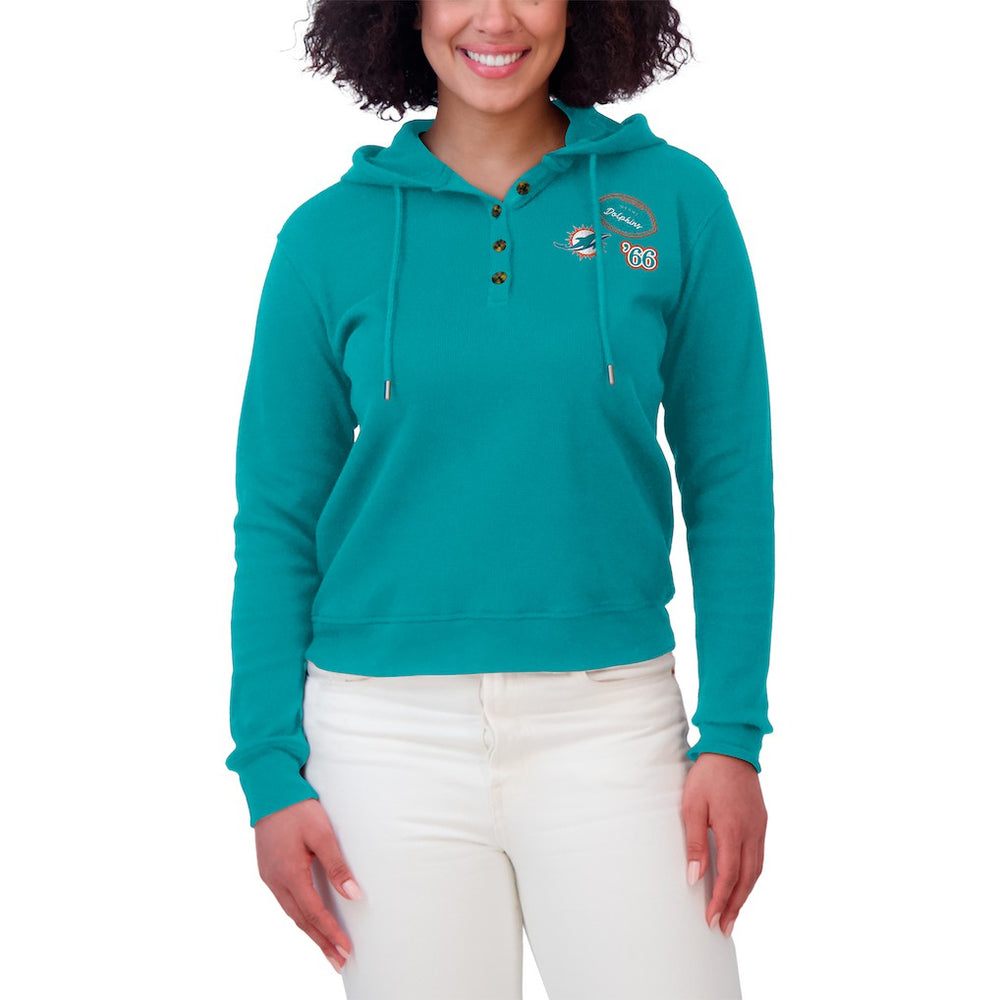 Miami Dolphins  WEAR by Erin Andrews Women's Waffle Hoodie Pullover Top
