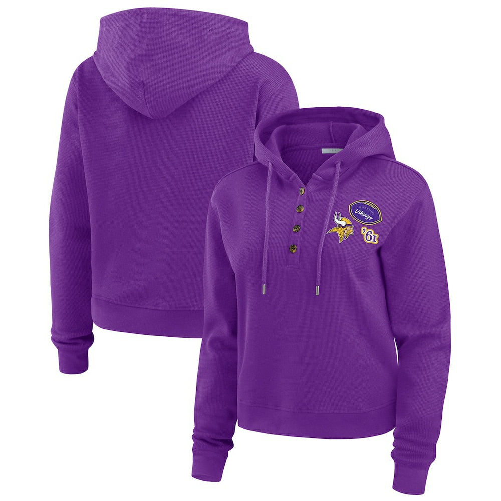 Minnesota Vikings  WEAR by Erin Andrews Women's Waffle Hoodie Pullover Top