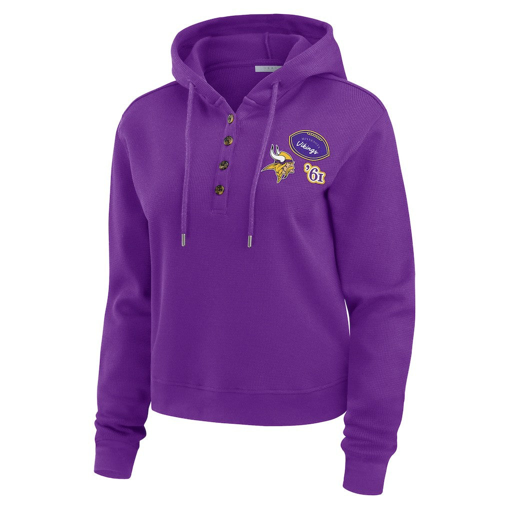 Minnesota Vikings  WEAR by Erin Andrews Women's Waffle Hoodie Pullover Top