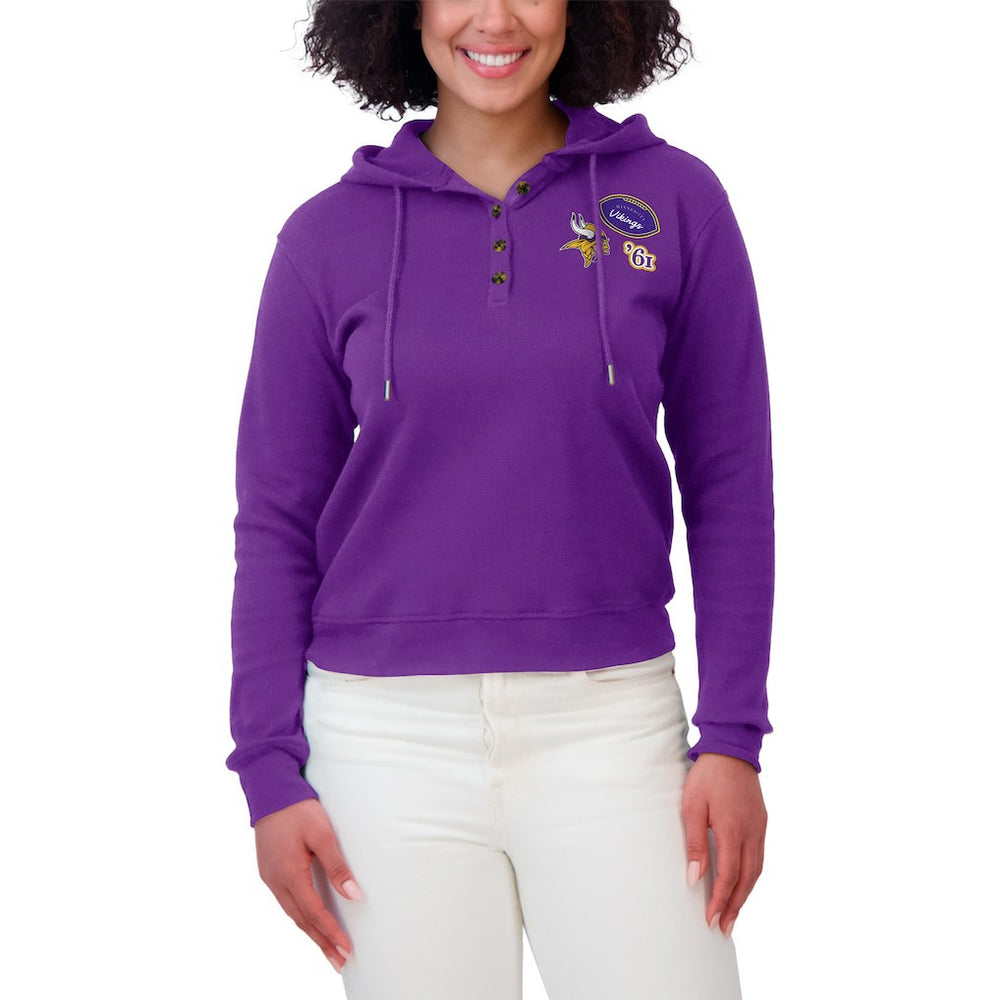 Minnesota Vikings  WEAR by Erin Andrews Women's Waffle Hoodie Pullover Top
