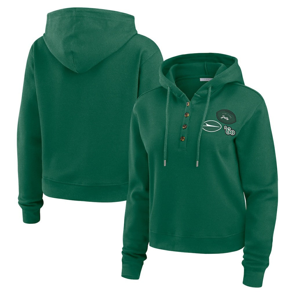 New York Jets  WEAR by Erin Andrews Women's Waffle Hoodie Pullover Top