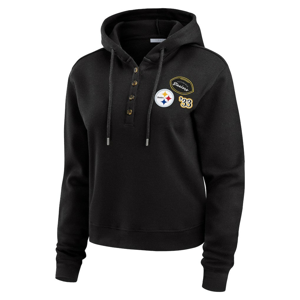 Pittsburgh Steelers  WEAR by Erin Andrews Women's Waffle Hoodie Pullover Top