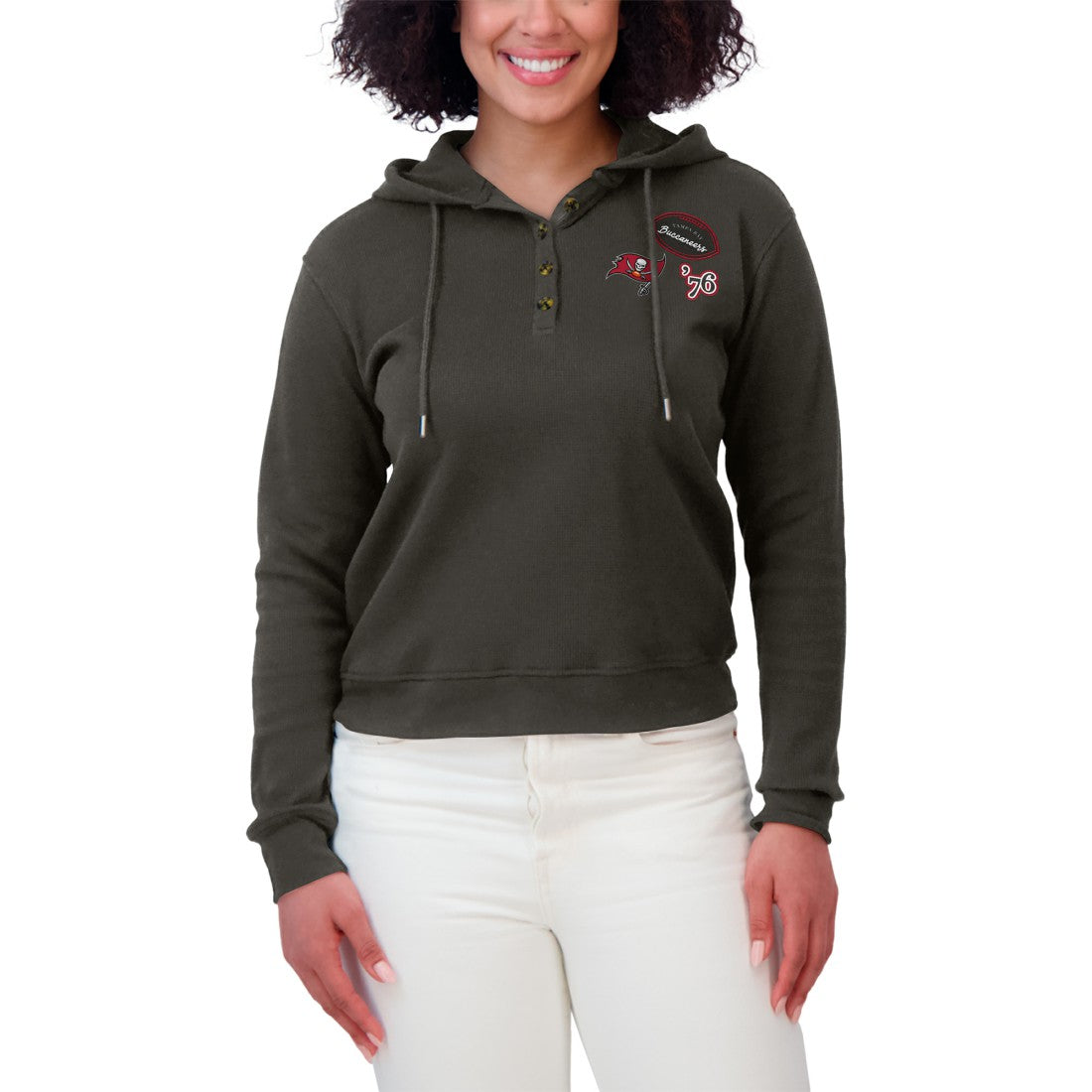 Tampa Bay Buccaneers  WEAR by Erin Andrews Women's Waffle Hoodie Pullover Top