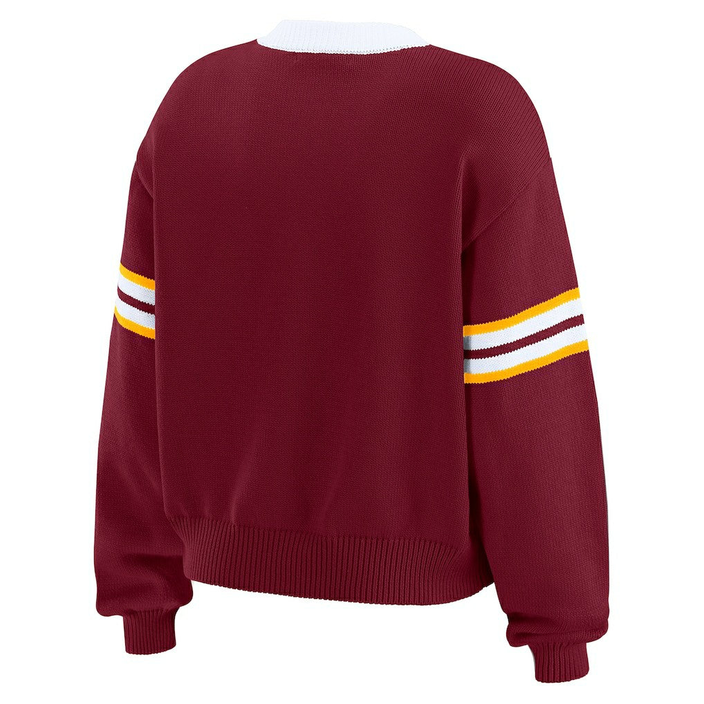 Washington Commanders  WEAR by Erin Andrews Women's Lace-Up Pullover Sweatshirt