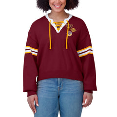 Washington Commanders  WEAR by Erin Andrews Women's Lace-Up Pullover Sweatshirt