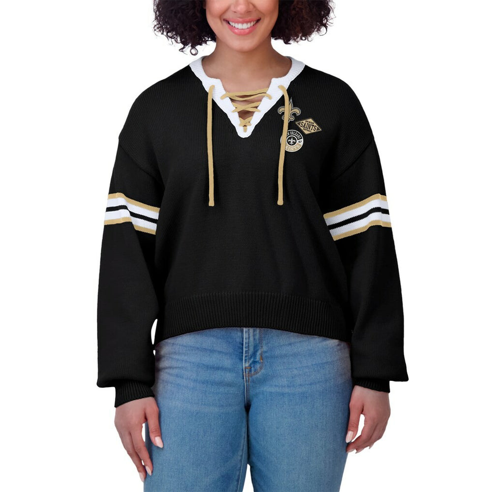 New Orleans Saints  WEAR by Erin Andrews Women's Lace-Up Pullover Sweatshirt