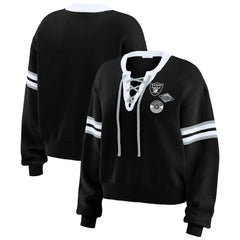 Las Vegas Raiders  WEAR by Erin Andrews Women's Lace-Up Pullover Sweatshirt